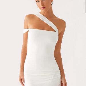NWT Peppermayo Exclusive - Lena Ruched Mini Dress - Ivory
